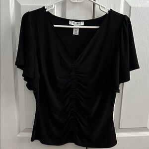 NWOT! White House Black Market Elegant Black Ruched Blouse